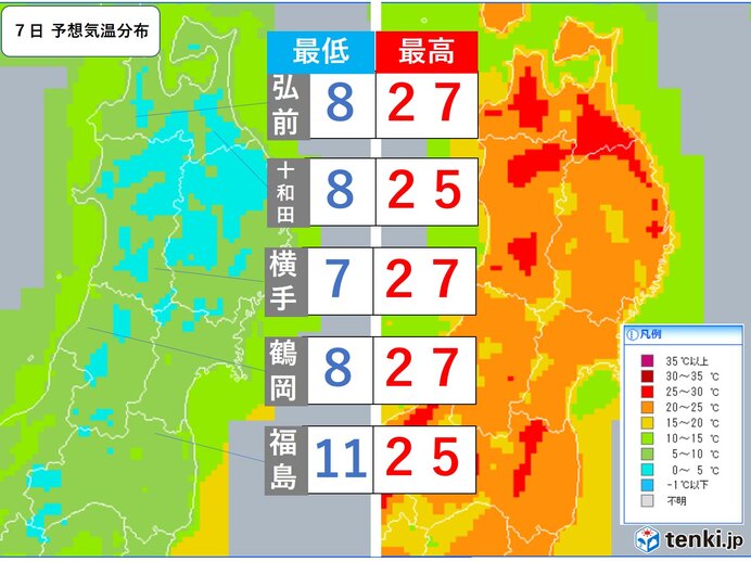 Gw明け 東北も季節先取りの暑さ続く 7日は弘前 横手など27度予想 気象予報士 関口 元朝 21年05月06日 日本気象協会 Tenki Jp