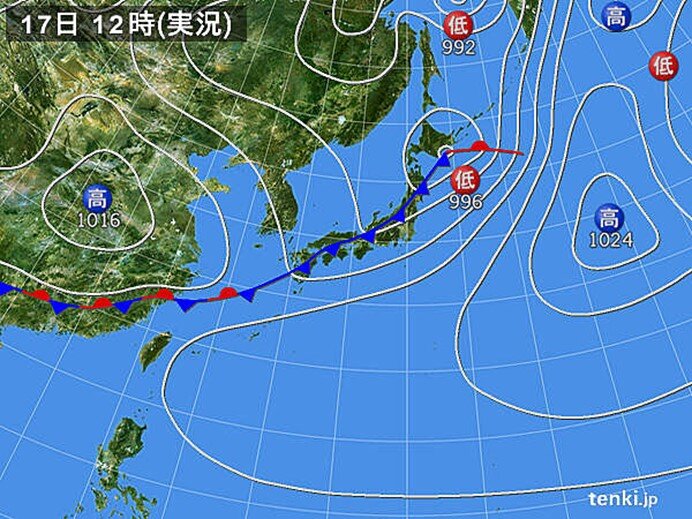 関東　南部を中心に南風　平均風速10メートル以上も