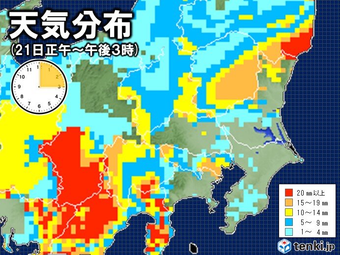 雨の予想(関東地方・甲信地方)