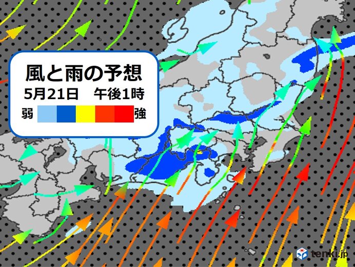 関東や福島県でも雨雲が発達するおそれ 土砂降りの雨の所も 沿岸部は強い風にも注意 気象予報士 日直主任 21年05月21日 日本気象協会 Tenki Jp