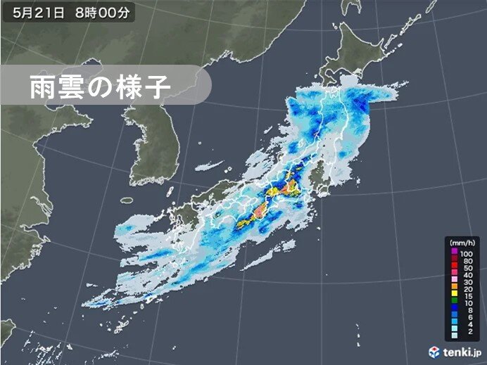 日 21日 九州や東海 長野県で降水量0ミリ超 平年5月ひと月分超も 気象予報士 日直主任 21年05月21日 日本気象協会 Tenki Jp