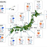 あす24日　九州～東海は梅雨空戻る　関東・東北は30度に迫る暑さも