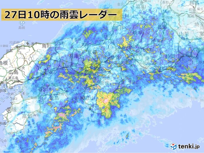 関西　27日昼過ぎまで非常に激しい雨の恐れ