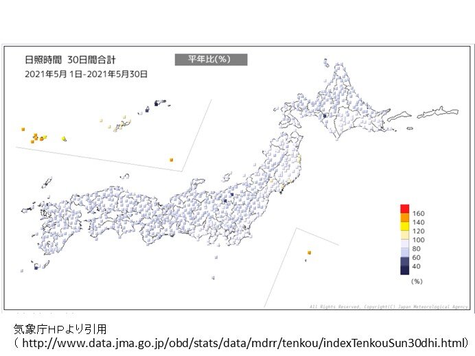 5月　日照少なく5月として記録的な雨　沖縄は梅雨の中休み