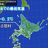 北海道で0℃未満の冬日　占冠村では6月の冬日は19年ぶり