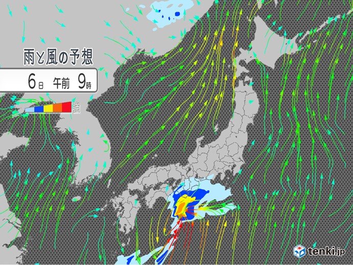 6日午前　西日本で強雨注意