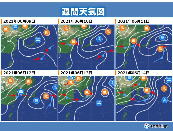 梅雨の中休み　あすは急な雨や雷雨の所も