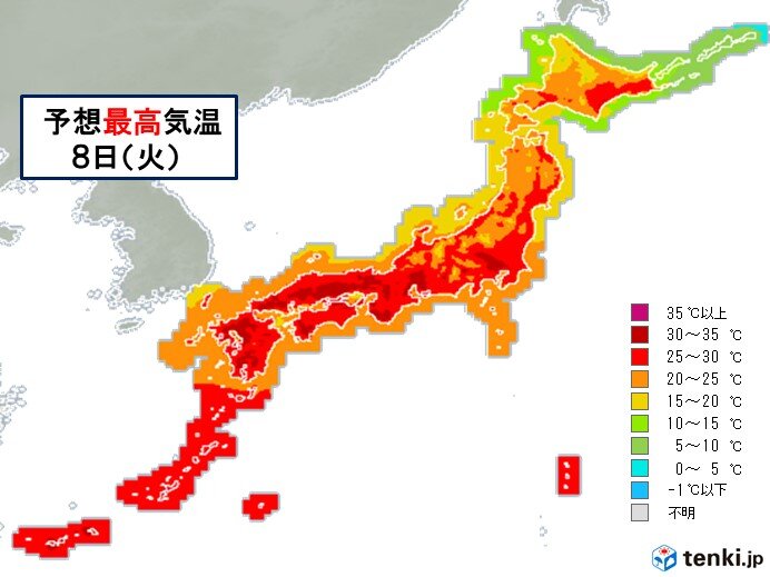 あす8日 暑さと寒気で雨雲が急発達 局地的な激しい雨や雷雨に注意 Tenki Jp Goo ニュース