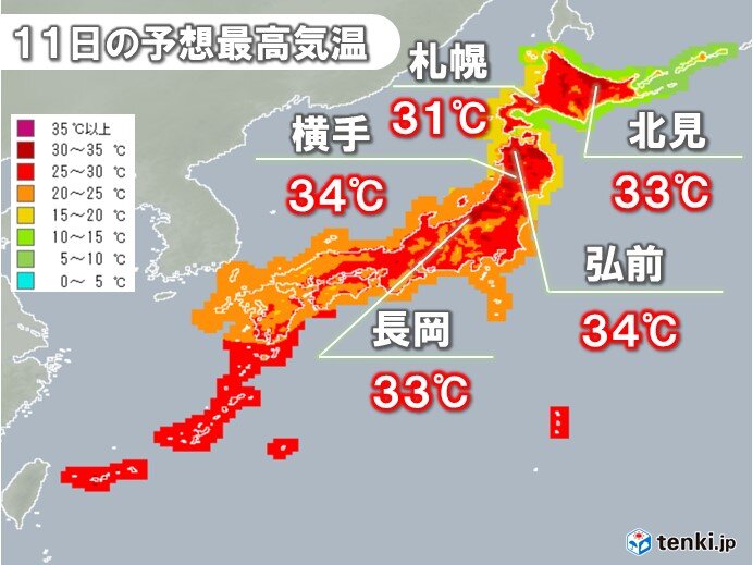 東北　朝8時台から30℃超え　35℃以上の猛暑日に迫る所も　熱中症に警戒