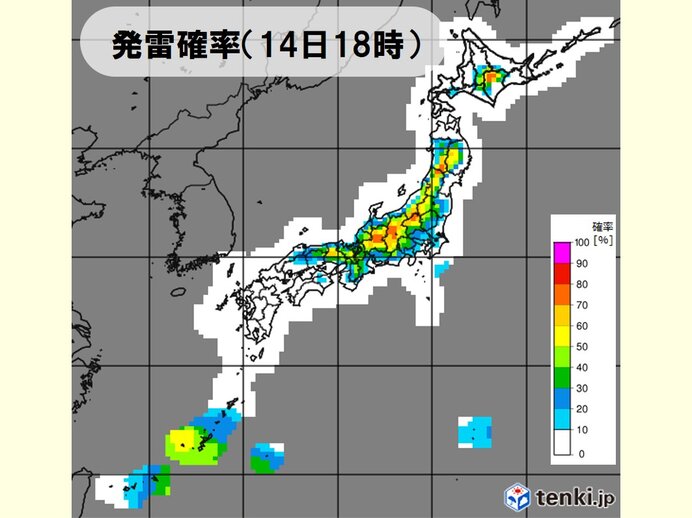 今夜にかけても　落雷・突風・急な強い雨に注意