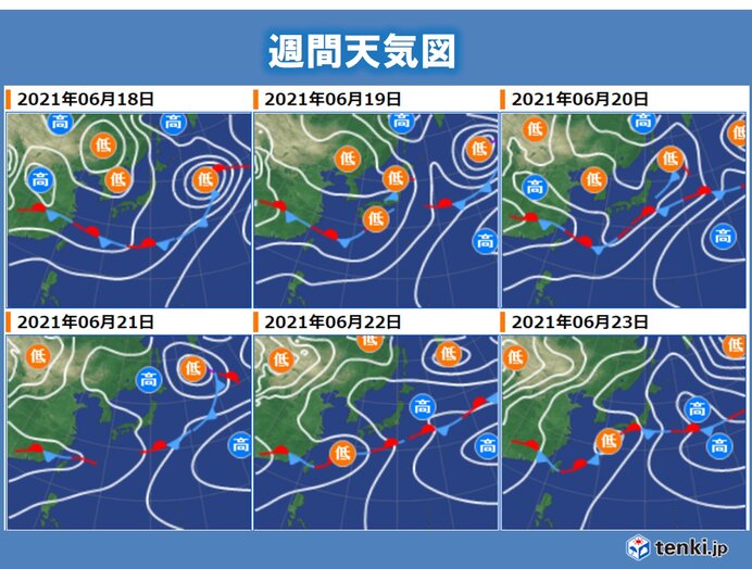 週間 天気が短い周期で変化 金曜日から土曜日は広い範囲で雨 蒸し暑さが続く 気象予報士 戸田 よしか 21年06月16日 日本気象協会 Tenki Jp