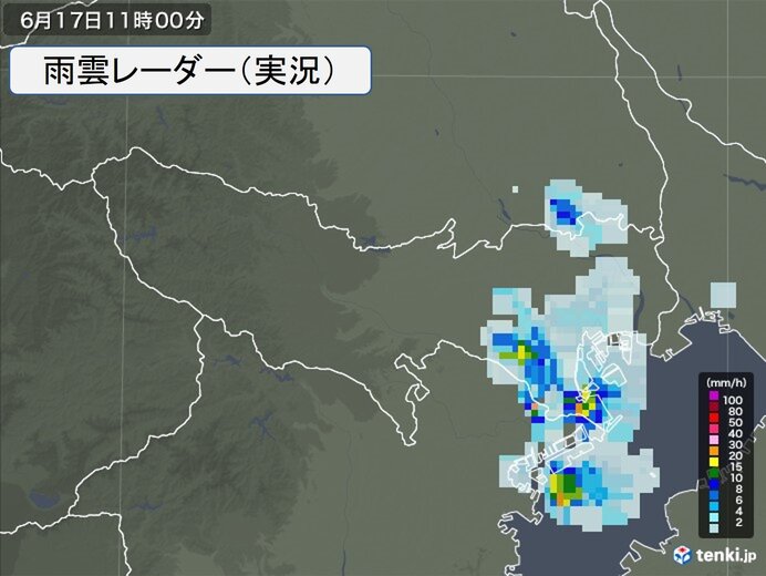 東京都内に雨雲　午後も大気の状態が不安定　急な激しい雨・落雷・突風に注意