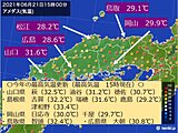 中国地方　今日(21日)は今年の最高気温更新　明日(22日)は大気の状態が不安定