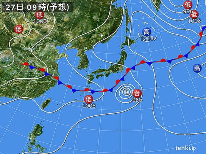 あす27日　関東付近は雨で本降りも　東北北部では局地的に激しい雨