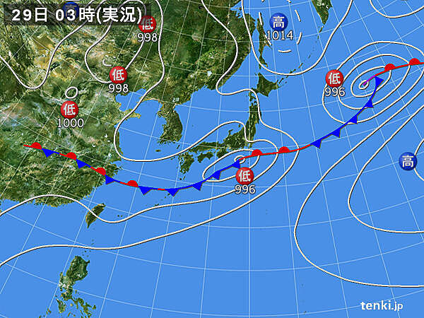 29日　沖縄は大雨による災害に厳重警戒　九州から北海道も不安定　局地的に雷雲発達