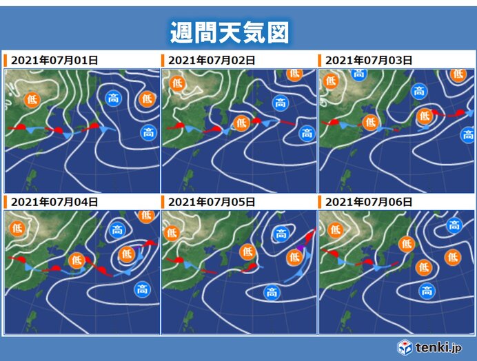 7月1日以降の天気・気温の傾向