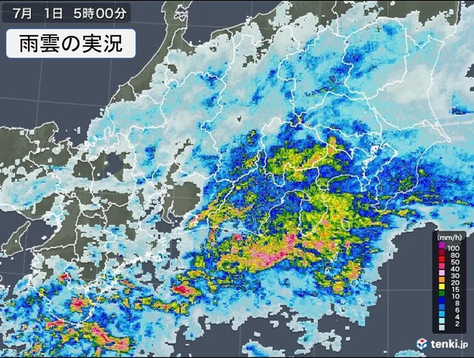 関東甲信や東海に活発な雨雲　きょうの通勤・通学の時間帯も「非常に激しい雨」に警戒