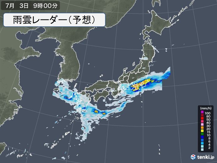 3日(土)　太平洋側を中心に大雨の恐れ