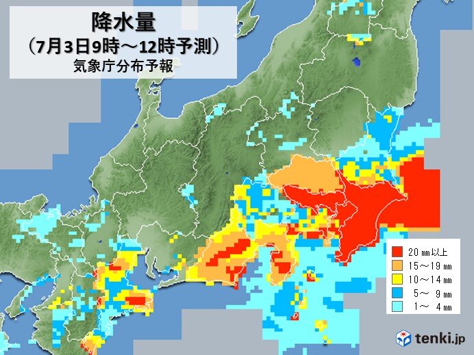 関東 前線活動活発化 局地的に激しい雨 土砂災害の危険高まる所も 気象予報士 小野 聡子 21年07月03日 日本気象協会 Tenki Jp