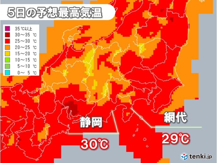 急な暑さに注意　30℃以上の真夏日