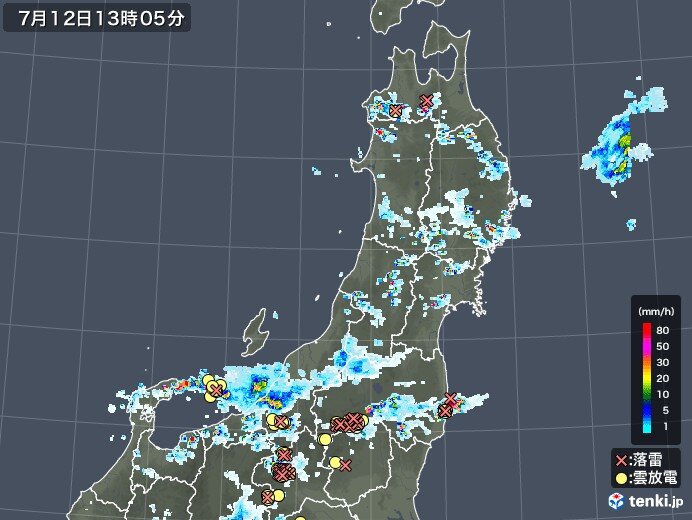 東北　13日(火)にかけてもゲリラ豪雨の恐れ　土砂災害や川の氾濫などに厳重警戒