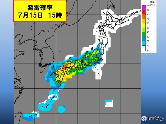 15日も大気の状態が非常に不安定 局地的に滝のような雨も 週末は梅雨明けの兆し 気象予報士 岡本 朋子 21年07月14日 日本気象協会 Tenki Jp