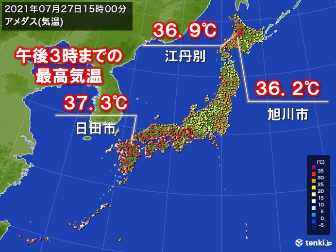 北海道で記録的な暑さ　旭川市で36.2℃と体温並み　西日本も猛烈な暑さ続く