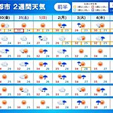 2週間天気　不安定な天気　雨や雷雨の日と熱中症警戒も続く