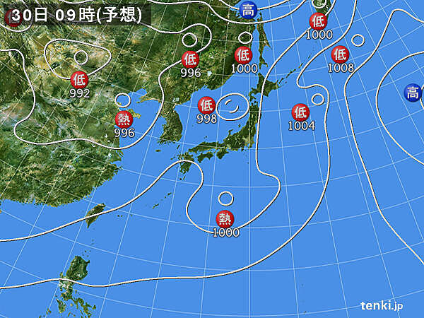 30日(金)も大気の不安定な状態が続く