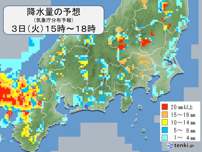 関東 朝は東京都心でも本降りの雨 夜のはじめ頃にかけて急な雨や雷雨に注意 気象予報士 日直主任 21年08月03日 日本気象協会 Tenki Jp