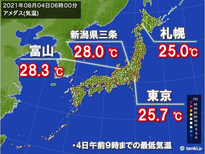 今朝28℃下回らなかった所も　日中も熱中症に厳重警戒
