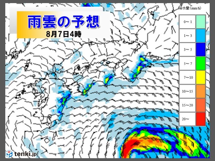 急な雨や激しい雷雨に注意を