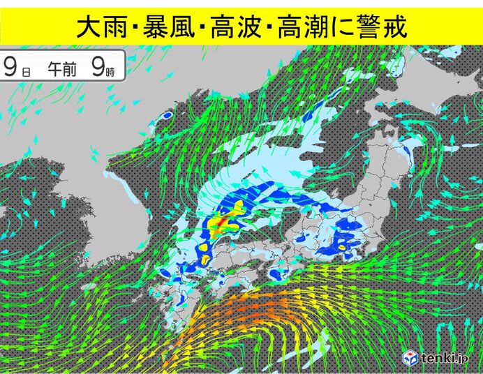 「台風9号」中国地方を縦断中　低気圧になり再発達　西・東・北日本の広範囲で警戒を