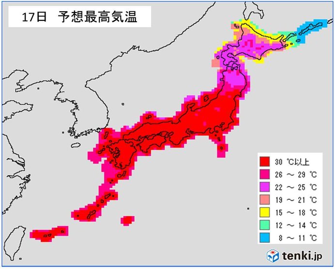 17日　西日本・東海エリアの天気と注意点