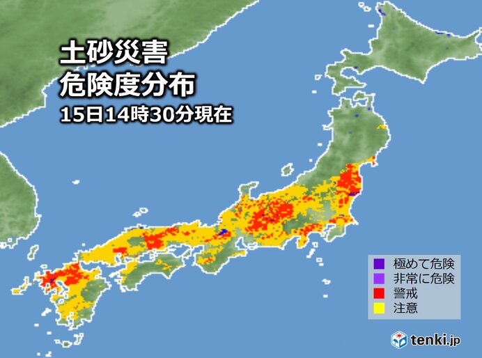 きょう15日夜　活発な雨雲　いったん離れる　それでも災害への警戒を