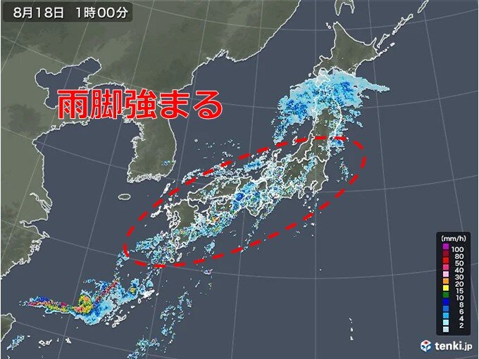 太平洋側を中心に激しい雨の所も　深夜でも土砂災害に警戒
