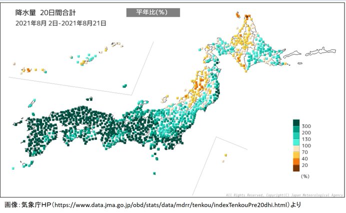 異例の8月 月曜も前線が本州に停滞 激しい雨の恐れ 8月末に夏の日差しと猛暑に 気象予報士 吉田 友海 21年08月22日 日本気象協会 Tenki Jp