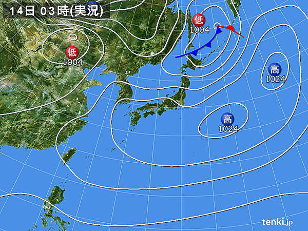 14日　広く晴れ　初夏の陽気の所も