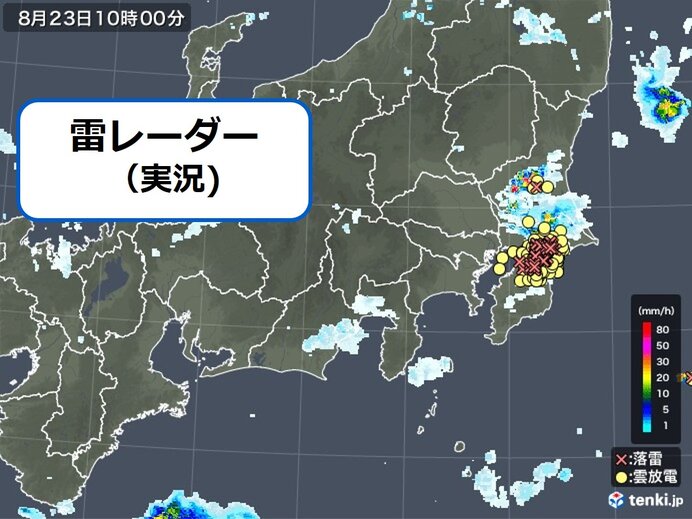 関東 土砂降りの雨や多数の落雷 雨で気温が一気にダウン 夜にかけても急な雨に注意 気象予報士 望月 圭子 21年08月23日 日本気象協会 Tenki Jp