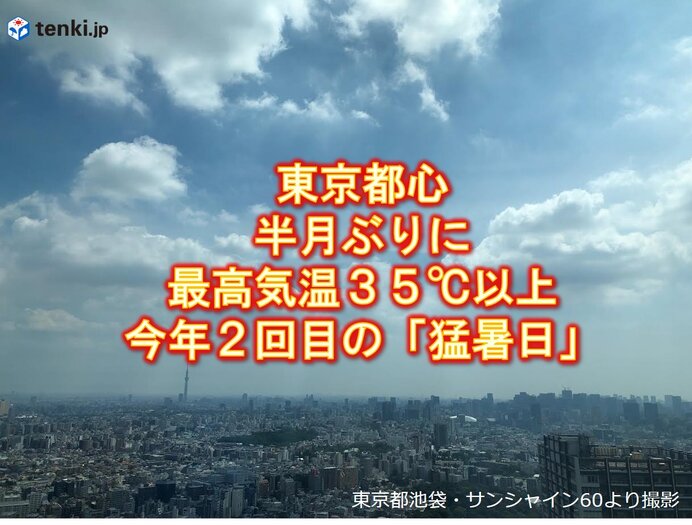 東京都心　半月ぶりに最高気温35℃以上　今年2回目の「猛暑日」　熱中症に警戒