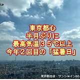 東京都心　半月ぶりに最高気温35℃以上　今年2回目の「猛暑日」　熱中症に警戒