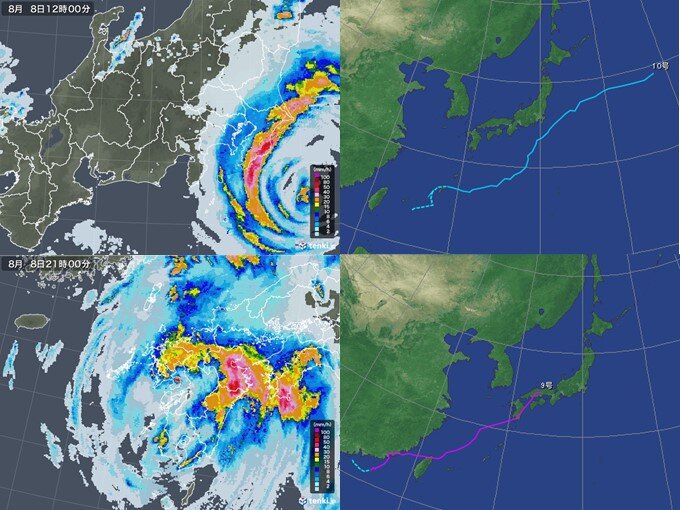 8月上旬　台風9号鹿児島県に上陸　台風10号関東に接近