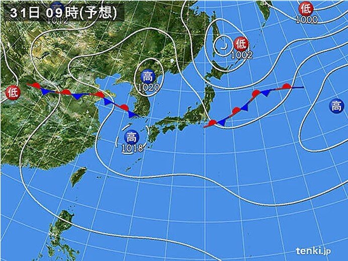 あす　天気下り坂