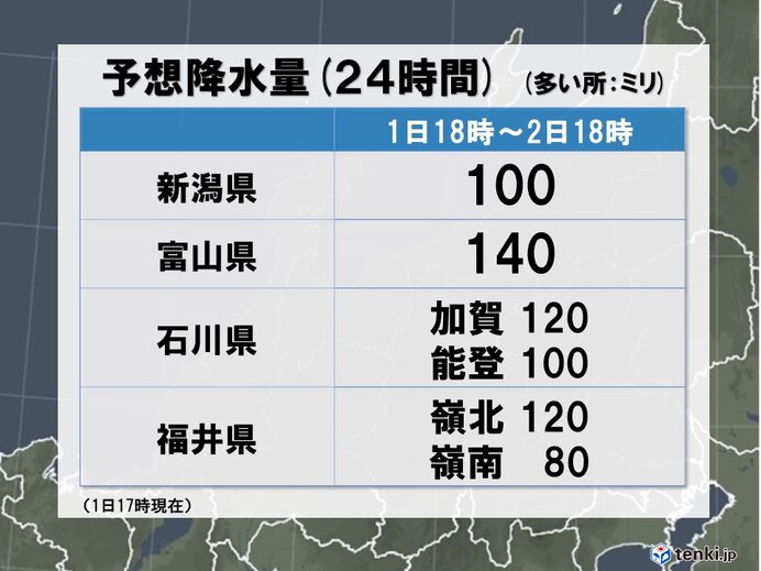 予想降水量と大雨のピークは?