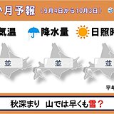 北海道の1か月予報　秋深まり、山では早くも雪が?