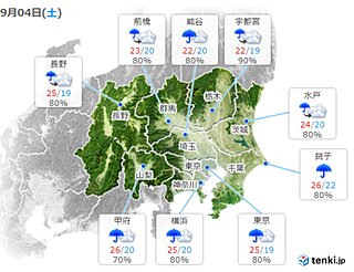 関東甲信　あす4日(土)も断続的に雨　内陸中心に雨脚強まる　来週は晴れ間も