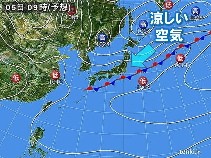 5日(日)～6日(月)も北東から涼しい空気