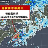 徳島県で線状降水帯による非常に激しい雨