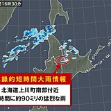 北海道で約90ミリ「記録的短時間大雨情報」