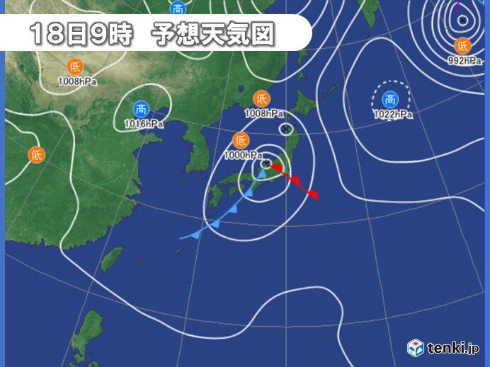 温帯低気圧に変わり再発達